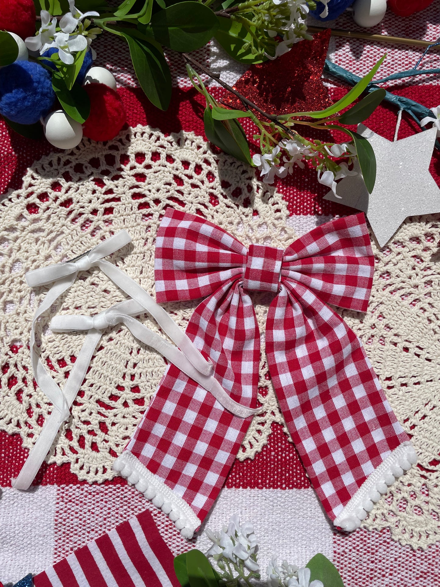 Gingham sailor bow
