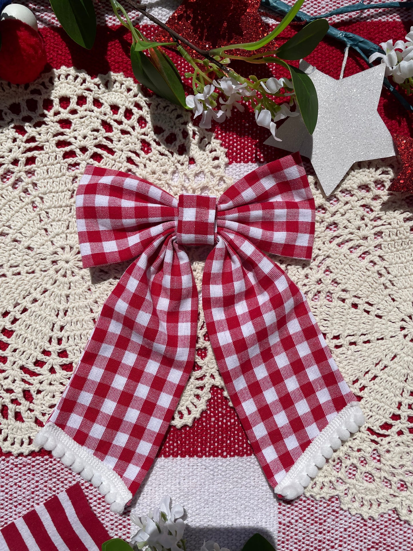 Gingham sailor bow